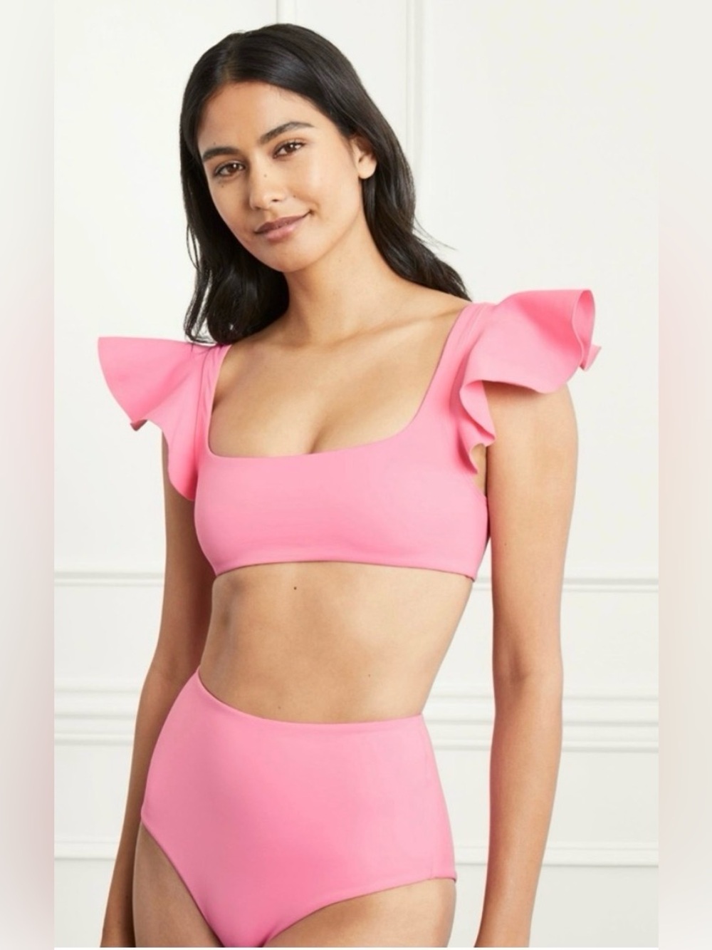 HILL HOUSE Pink Ruffle-Sleeve Bikini Set XL EUC